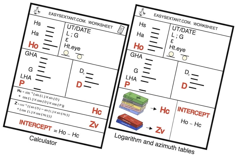 image simplified tables for azimuth and calculated height calculating