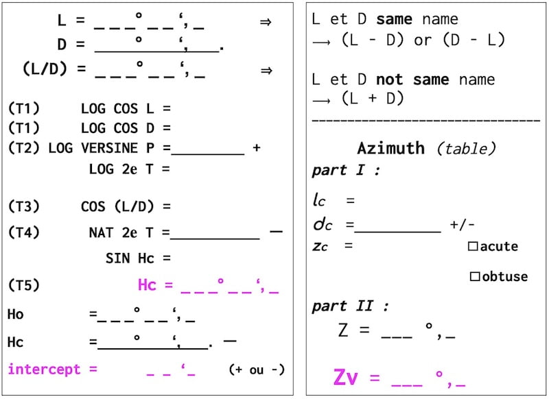 INTERACTIVE CELESTIAL WORKSHEET LOGARITHM/AZIMUTH TABLES | easysextant.com