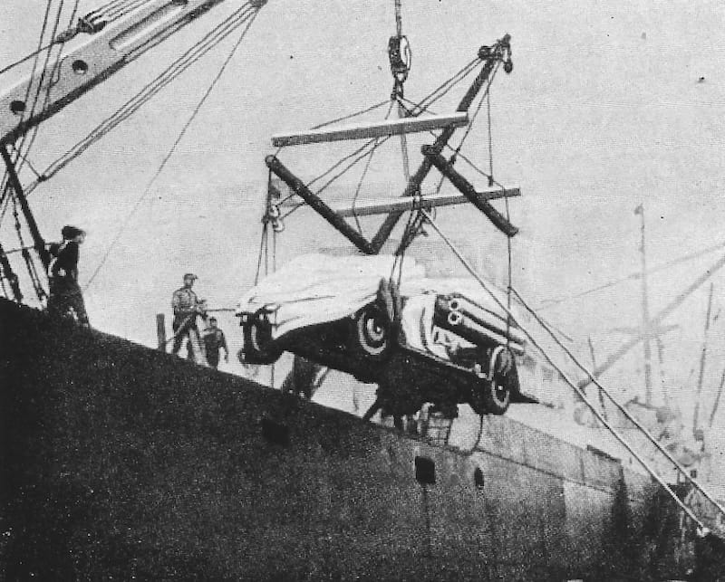 decorative image: stevedore gear for car stowage handling (old picture)