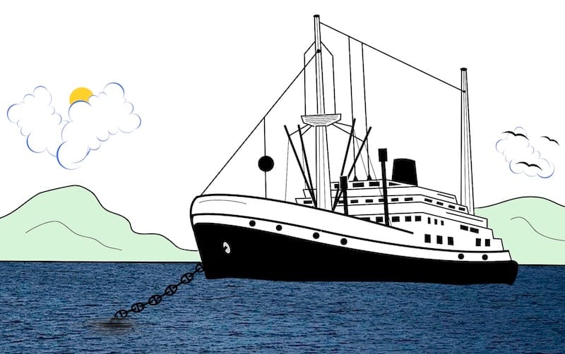 decorative image: ship at anchor