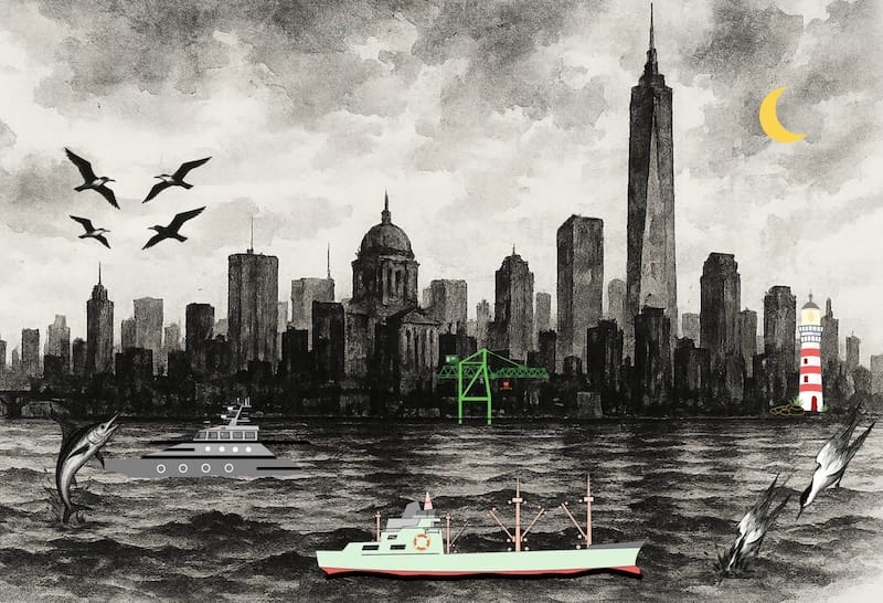 image décorative: big city seen from the sea