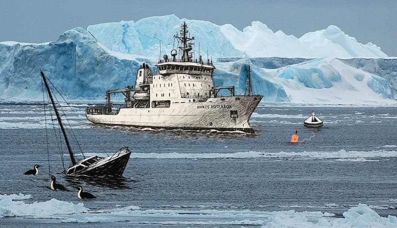 decorative image: distress in the antartic