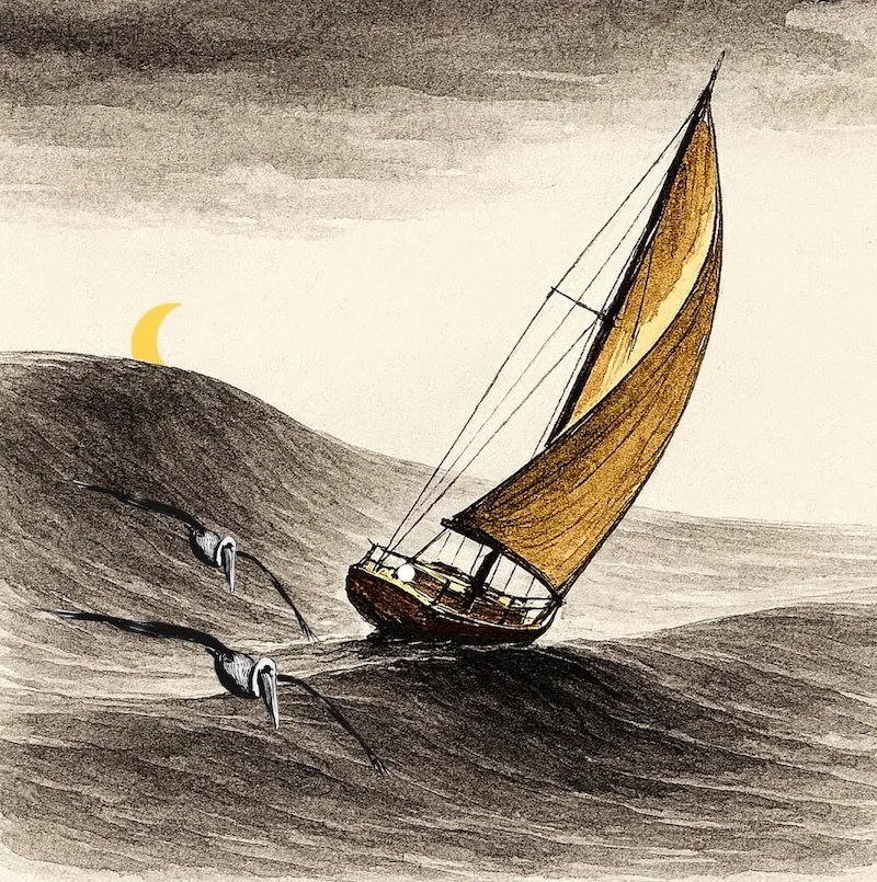 decorative image:  a submerged, fast-moving seismic wave from a distant earthquake.