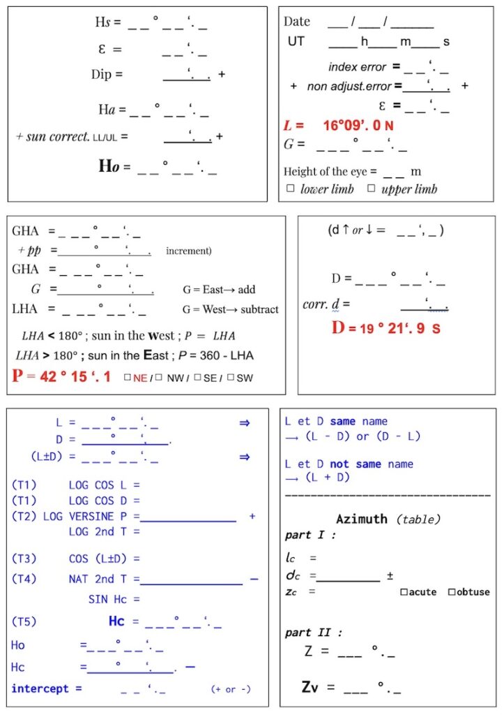 Calculate Sun’s Altitude at Sea with Logarithm Tables: worksheet logarithm tables