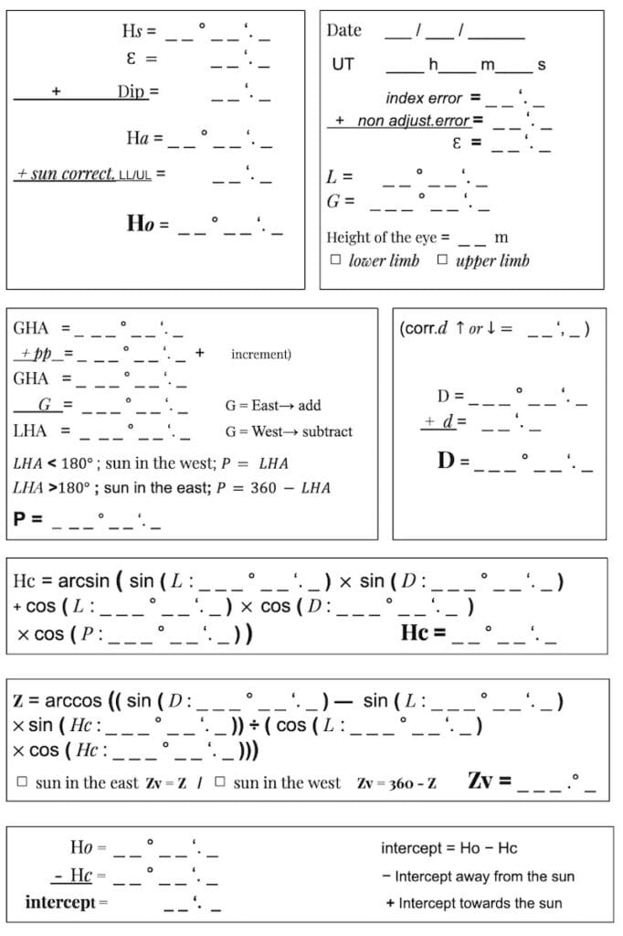 Easy sextant symbols and abbreviations, image worksheet