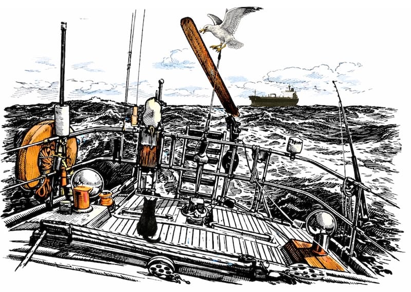 Image : a windvane self-steering gear performs well even in rough seas.