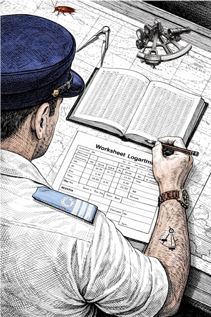 officer working with logarithm tables