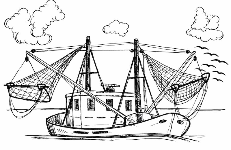 decorative image: Trawler hauling in