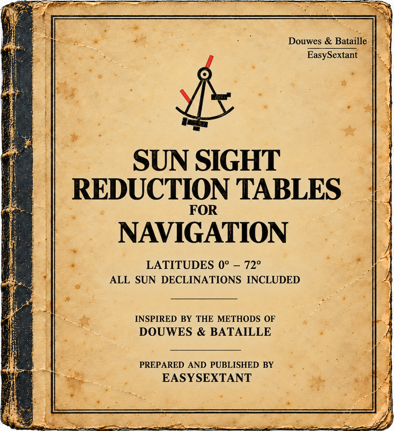 easysextant sun sight reduction tables inspired by Douwes and Bataille